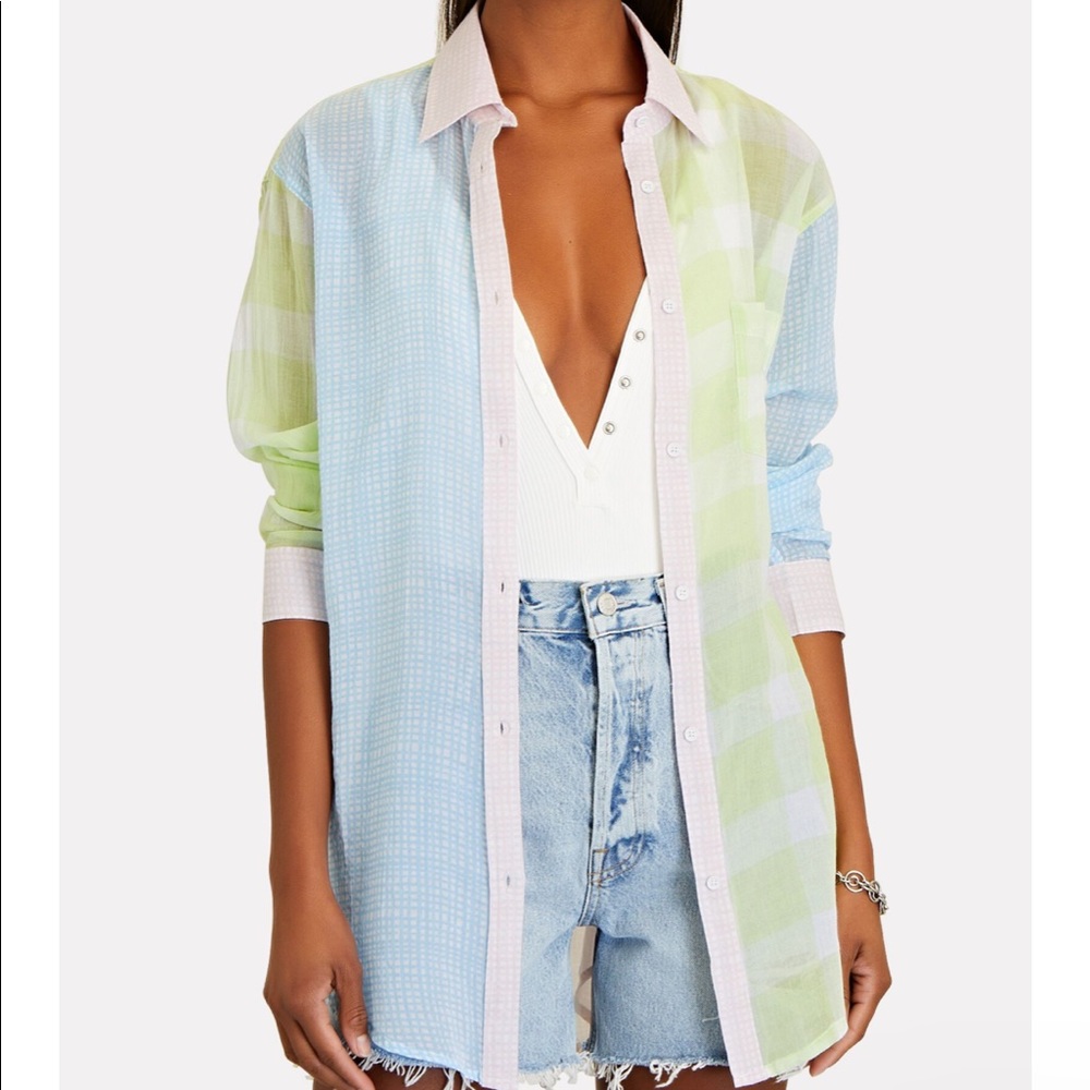 SOLID & STRIPED Gingham Oversized Button-Down Shirt